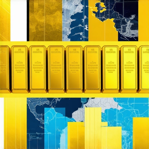 Gold Investment Strategies in a Complex Landscape Collage of physical gold bars, digital gold representations, and global supply chain imagery for investment analysis