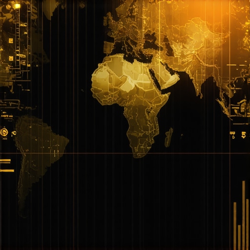 Digital illustration of gold market analysis with geopolitical elements