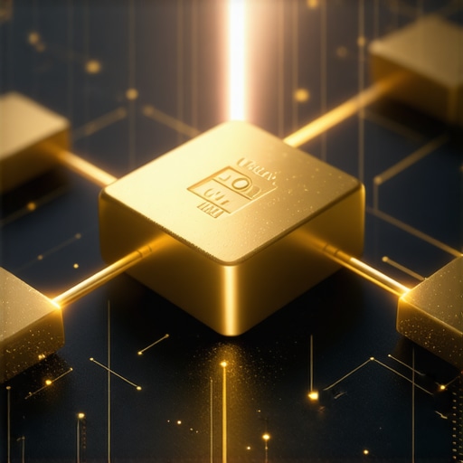 Digital blockchain network illustrating gold provenance and supply chain transparency.