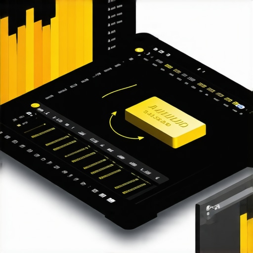 Revolutionizing Gold Storage and Trading with Blockchain illustration of a secure blockchain-based digital gold trading platform