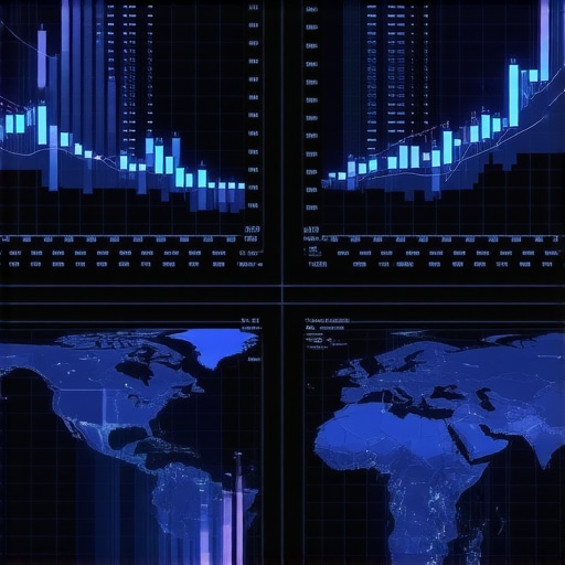 AI Data Analysis in Central Bank Reserves Artificial intelligence system analyzing central bank gold reserve movements