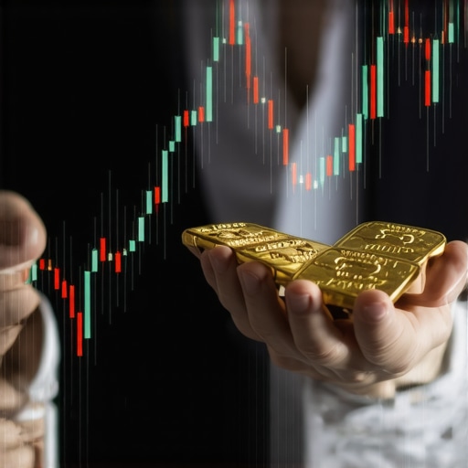 Financial analyst reviewing gold trading charts with technical indicators