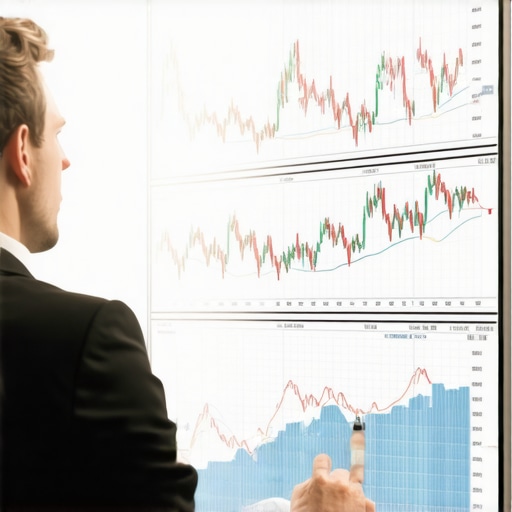 Trader studying gold market data and macroeconomic indicators on computer screens.