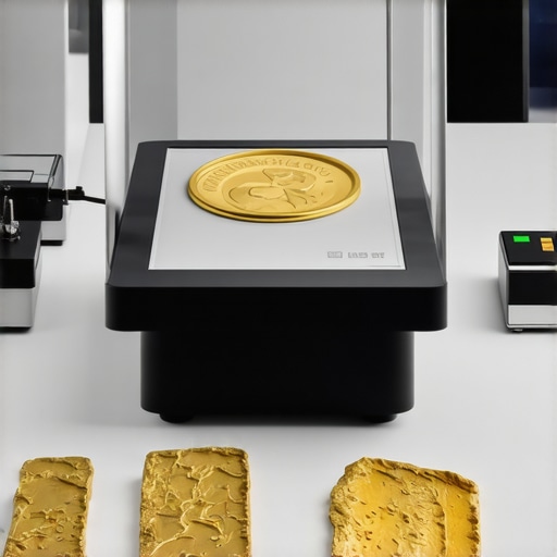 Advanced Spectral Analysis of Antique Gold Scientist examining antique gold jewelry with spectral analysis tools in a high-tech laboratory.