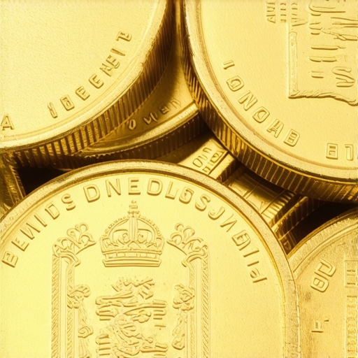 Close-up view of sovereign gold coins showing official markings and purity indicators
