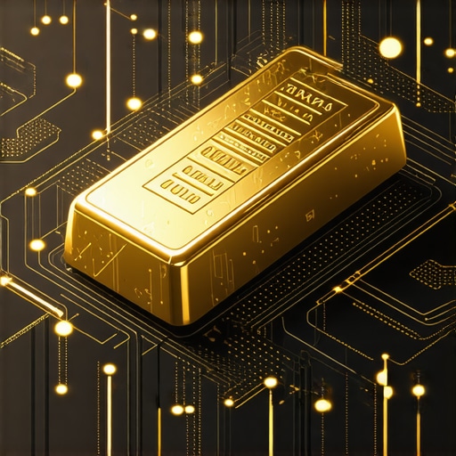 Illustration of a blockchain gold trading dashboard demonstrating digital assets