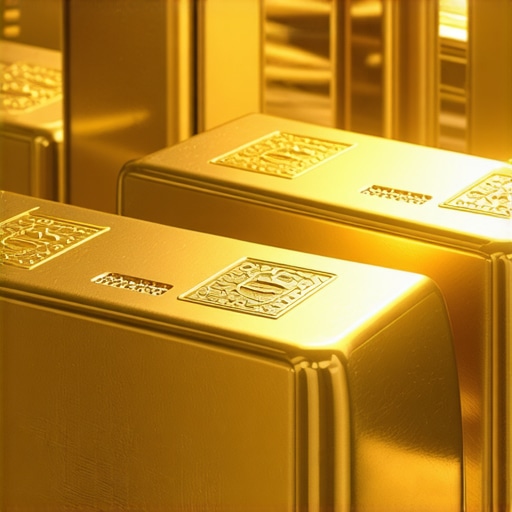 A futuristic visual of gold bars connected through blockchain nodes, representing advanced secure storage technologies.