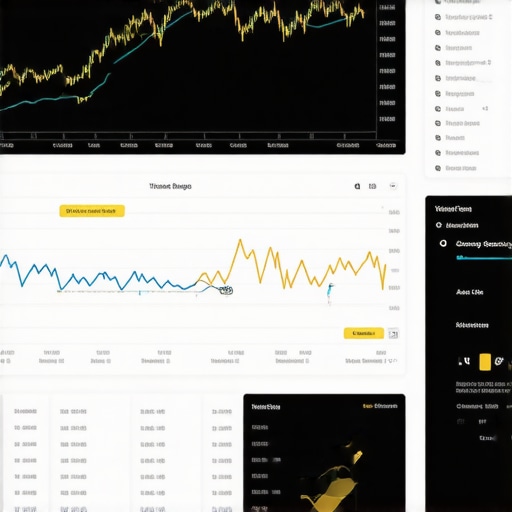 High-tech gold trading dashboard displaying analytics and blockchain security features