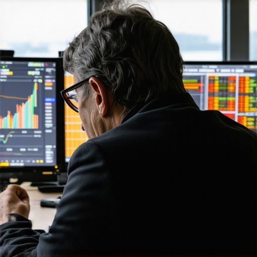 Data-Driven Gold Negotiation Strategies Investor analyzing gold market data on multiple screens showing charts and price trends.
