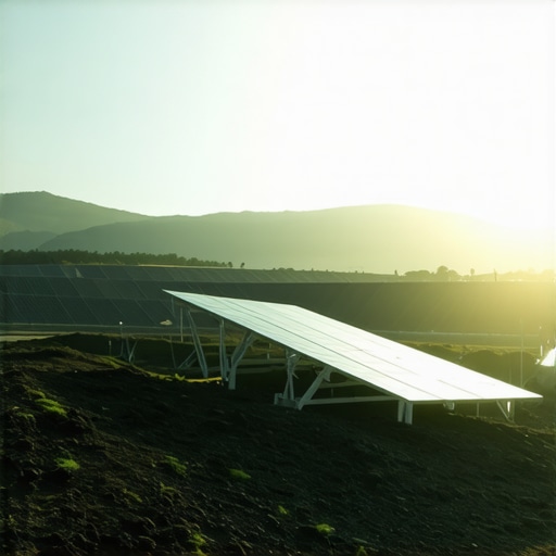 An illustration of a gold mining site using green technology and renewable energy sources.