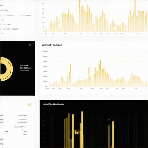 A high-tech dashboard displaying gold market insights with blockchain and AI icons