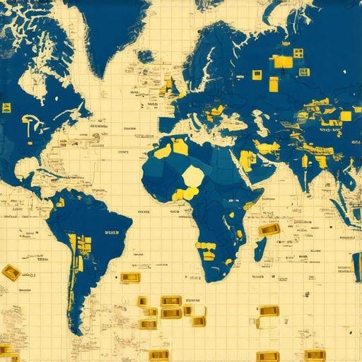 World map highlighting geopolitical risk zones and gold reserves