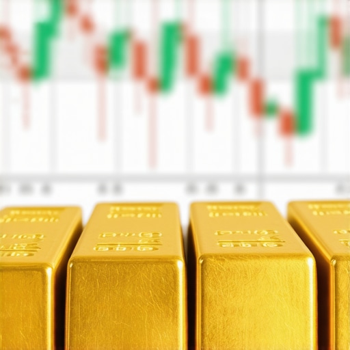 Gold bars overlaid with supply chain and market analysis charts