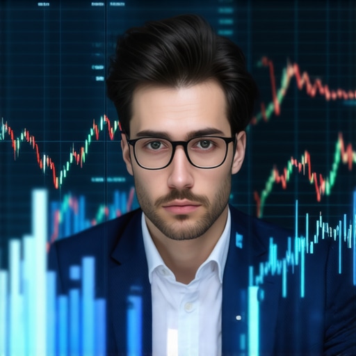Financial analyst studying gold market charts with blockchain overlay