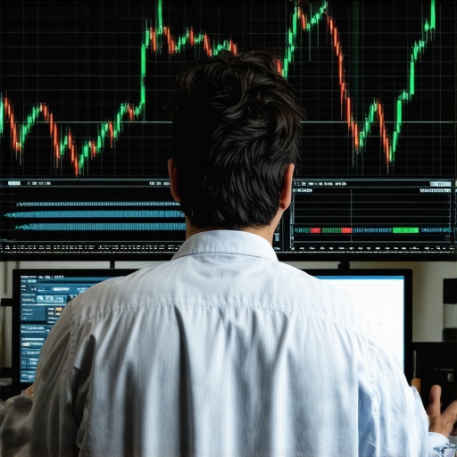 Analyst reviewing gold prices and economic indicators on digital screens in a financial setting.