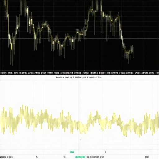 Gold Market Microstructure Dynamics Close-up of a gold trading chart demonstrating bid-ask spreads and order book activity