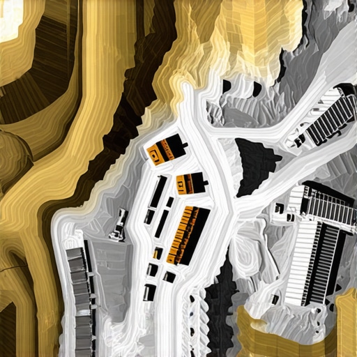 Gold Mining Supply Chain Monitoring Satellite view illustrating global gold mining supply chain dynamics and activity