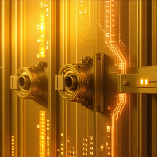 Secure gold vault with digital blockchain overlay highlighting technological integration in gold storage.