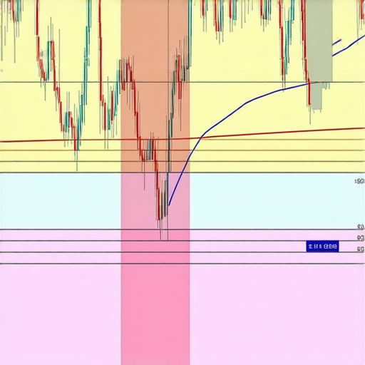 Gold trading chart illustrating Fibonacci levels and moving averages for market analysis