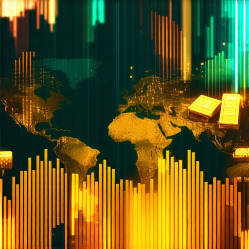 A world map with currency symbols, gold bars, and financial charts highlighting geopolitical and monetary impacts on gold premiums.
