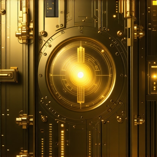 High-tech gold vault with blockchain hologram security
