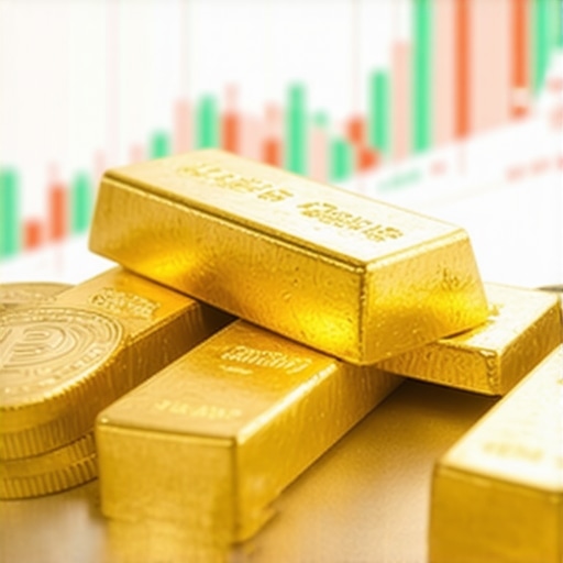 Gold bars and coins stacked securely representing tangible wealth during market instability.