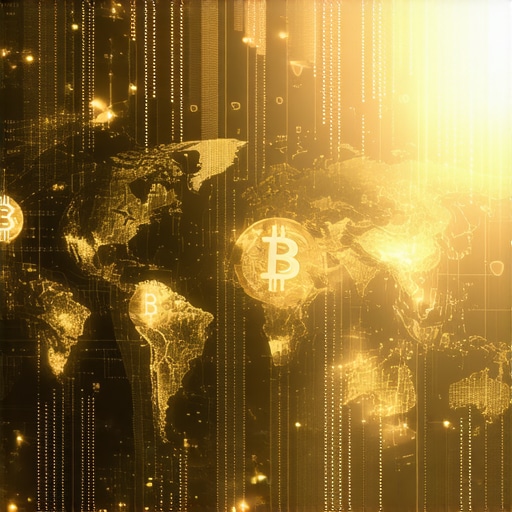 A modern quantum computer processing financial market data related to gold and cryptocurrencies