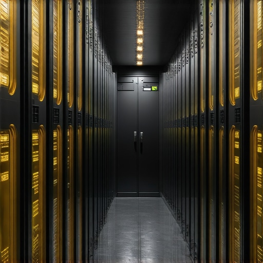 Inside a sophisticated gold vault with various gold bars and coins arranged securely.