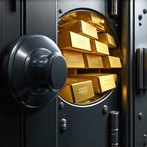 Secure Gold Vault A highly secure vault filled with gold bars representing wealth security.