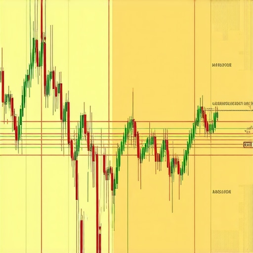 Digital financial chart showing gold trading patterns and geopolitical icons
