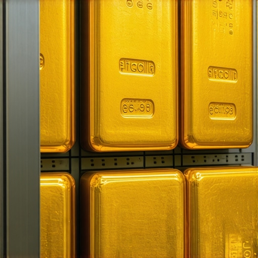 State-of-the-art security measures safeguarding kilo-sized gold bars in a vault environment.